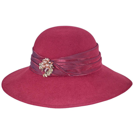 Toucan Collection | Brooch Wool Felt Lampshade Hat - Made to Order | 125846 | lead | BURGUNDY
