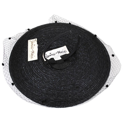 Jeanne Marie | White Cherries Milan Straw Cartwheel Dress Hat | 122446 | under | BLACK/WHITE CHERRY