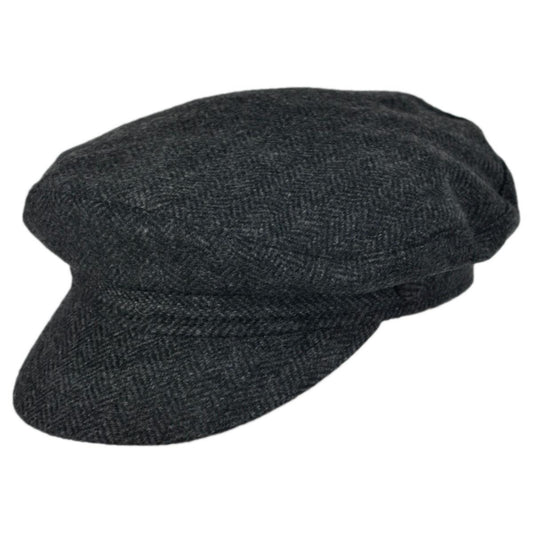 Jaxon Hats | Wholesale Herringbone Wool Blend Fiddler's Cap B2B Pre-Pack | B2B181019 | lead | CHARCOAL