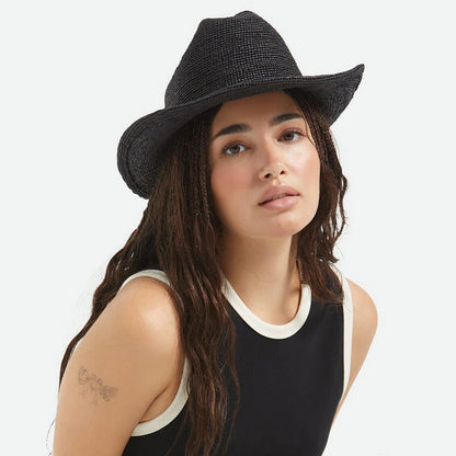 BRIXTON HATS | Odessa Raffia Straw Cowboy Hat | 104063 | lsfone | BLACK