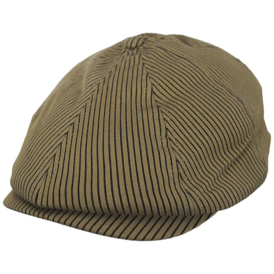 BRIXTON HATS | Brood Cotton Stripe Newsboy Cap | 161515 | lead | DARK TAN/BLACK HICKORY STRIPE