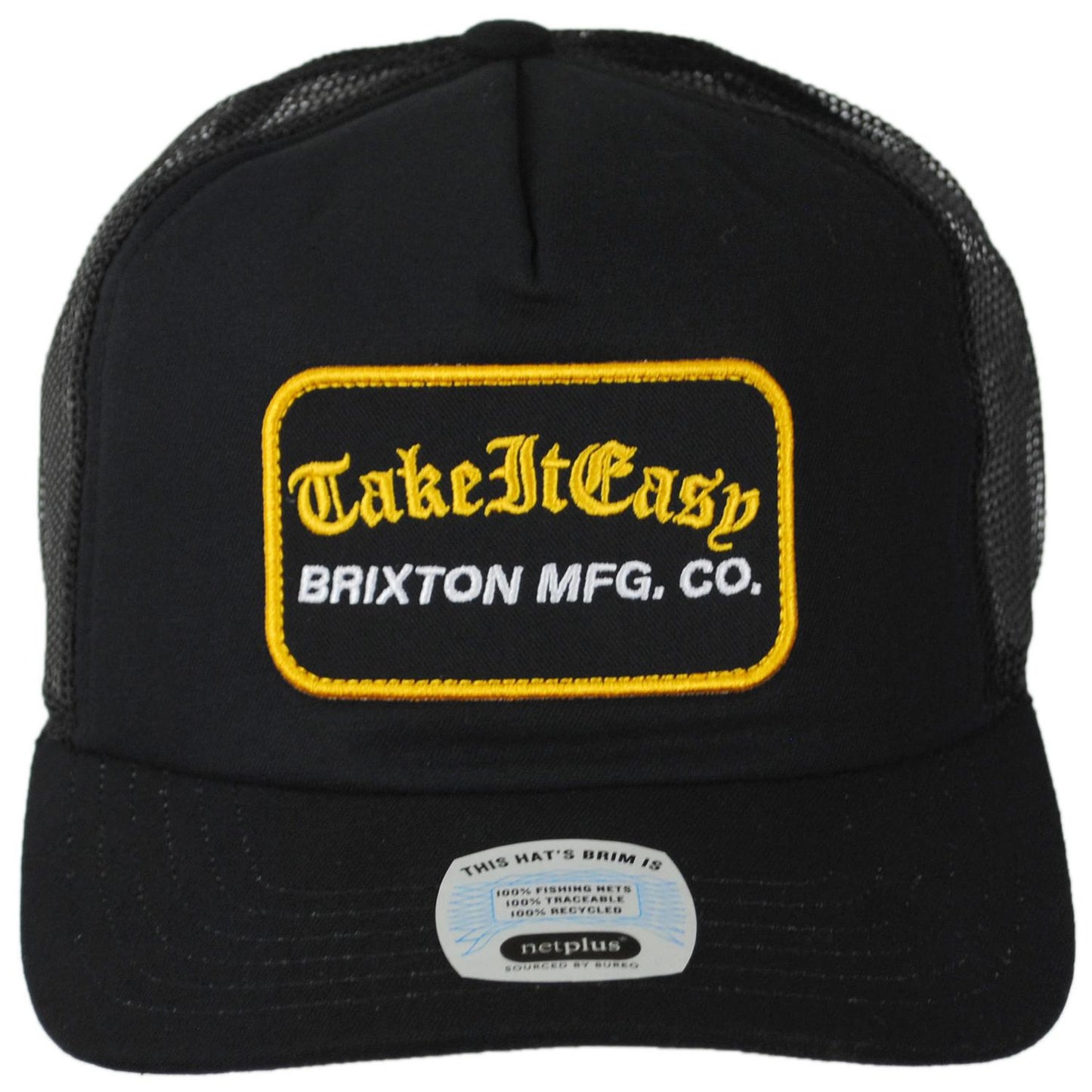 BRIXTON HATS | Take It Easy NetPlus Mesh Trucker Snapback Baseball Cap | 201895 | front | WASHED BLACK