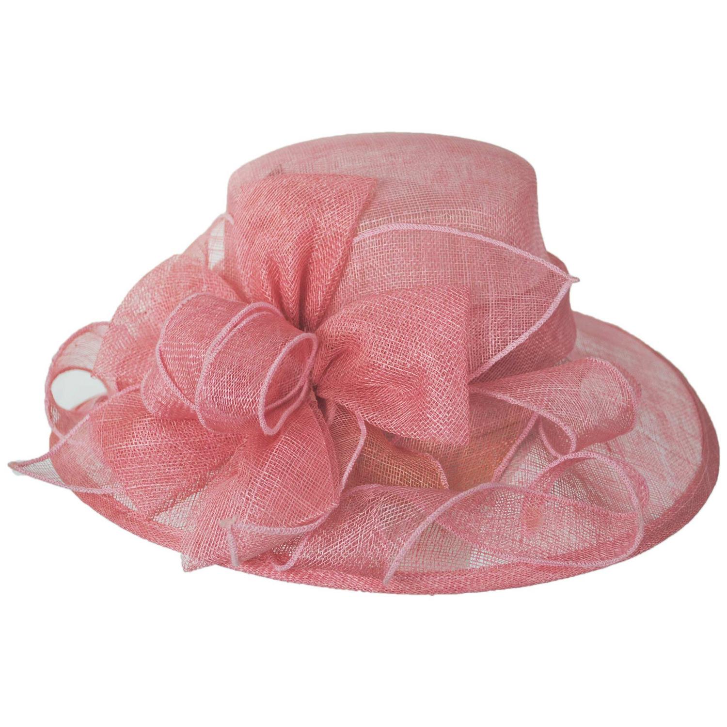C.C Hats | Bow & Swirls Sinamay Straw Boater Dress Hat | 124268 | lead | PINK