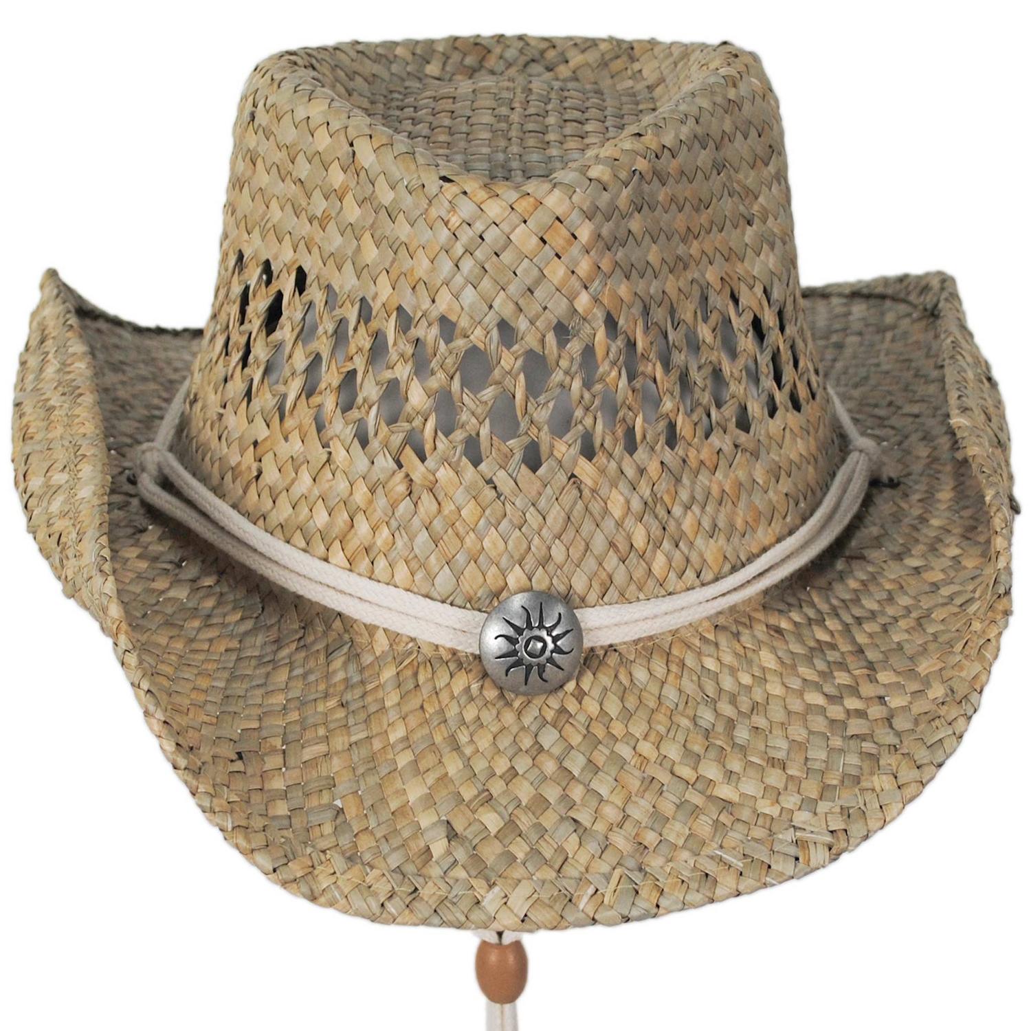 Scala | Kid's Bull Seagrass Straw Western Hat | 505019 | front | NATURAL