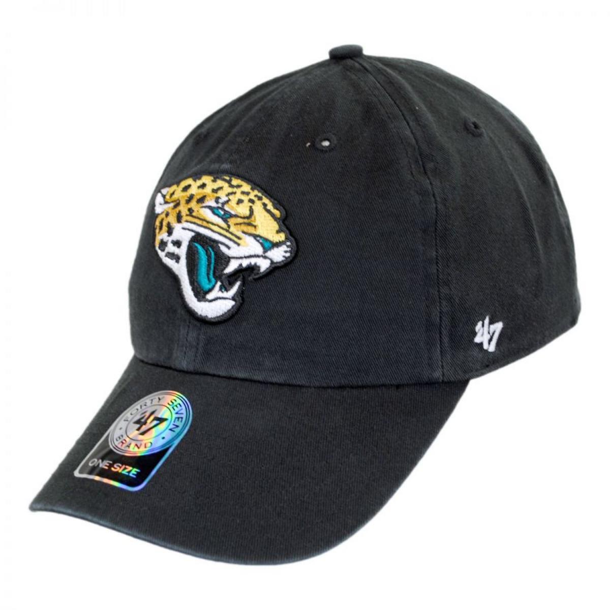 47 Brand | Jacksonville Jaguars NFL Clean Up Strapback Baseball Cap Dad Hat | 203490 | lead | BLACK