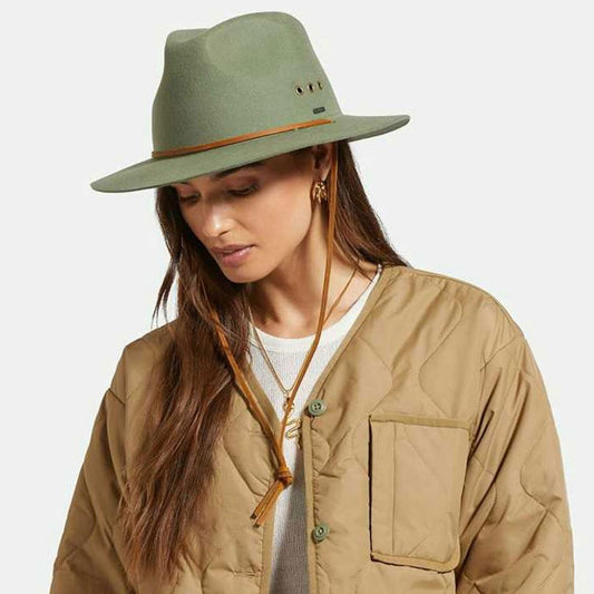 BRIXTON HATS | Wesley Weather Guard Wool Felt Packable Fedora Hat | 135609 | lsfone | LIGHT MOSS