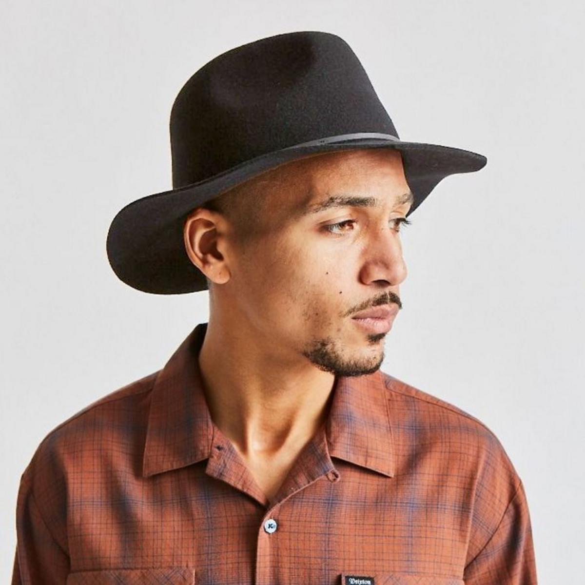 BRIXTON HATS | Wesley Packable Wool Felt Fedora Hat - Washed Black | 135638WB | lsmone | WASHED BLACK
