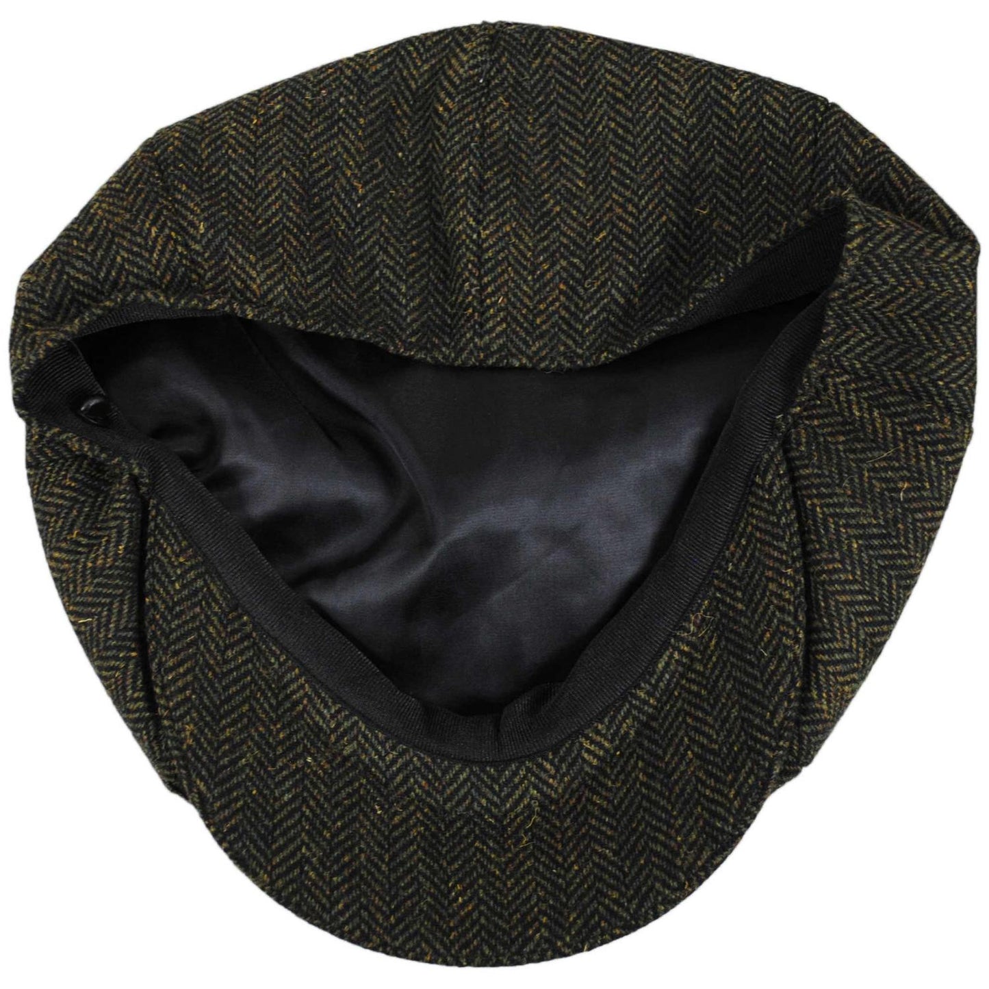Jaxon Hats | Bird Rock Herringbone Wool Blend Newsboy Cap | 167572 | under | OLIVE GREEN