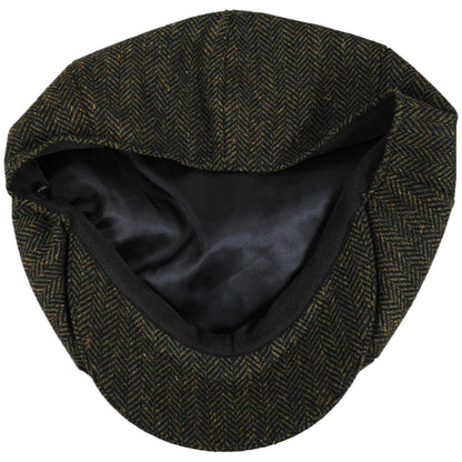 Jaxon Hats | Bird Rock Herringbone Wool Blend Newsboy Cap | 167572 | under | OLIVE GREEN