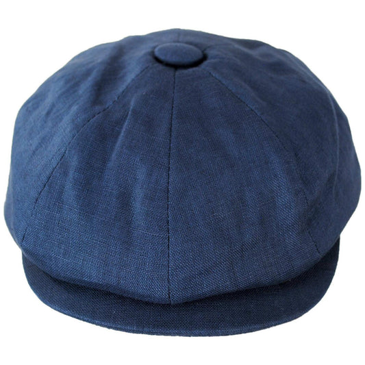 Jaxon Hats | Linen and Cotton Newsboy Cap - Dark Denim | 167774DD | front | DARK DENIM