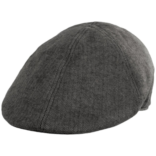 Baskerville Hat Company | Newport Cotton Herringbone Duckbill Ivy Cap | 167679 | lead | BLACK/GREY