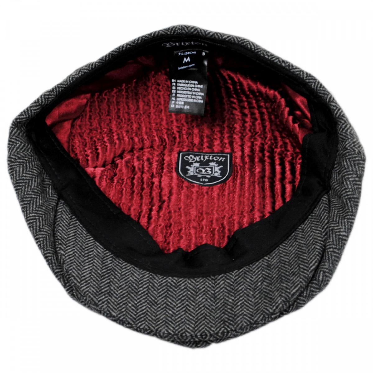 BRIXTON HATS | Brood Herringbone Wool Blend Newsboy Cap | 161512 | under | GREY/BLACK