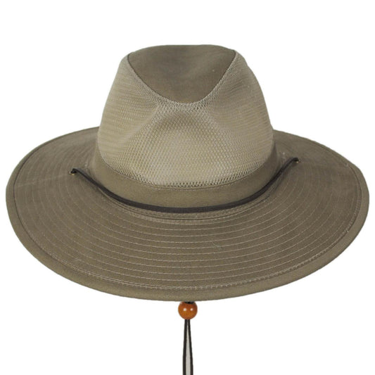 Dorfman Pacific | Mesh Crown Wide Brim Aussie Hat | 400206 | front | KHAKI