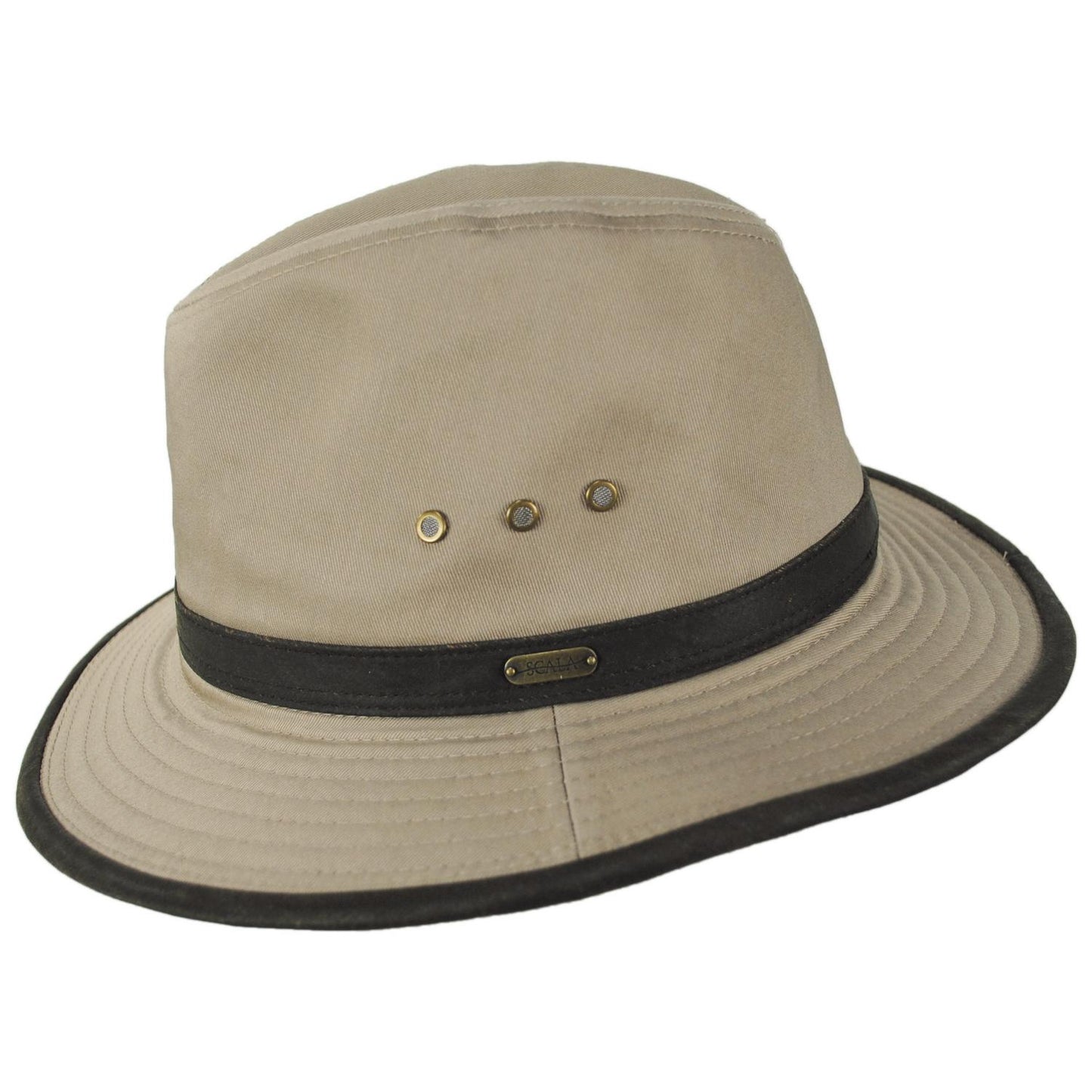 Scala | Maxson Cotton Twill Safari Fedora Hat | 140250 | profile | KHAKI