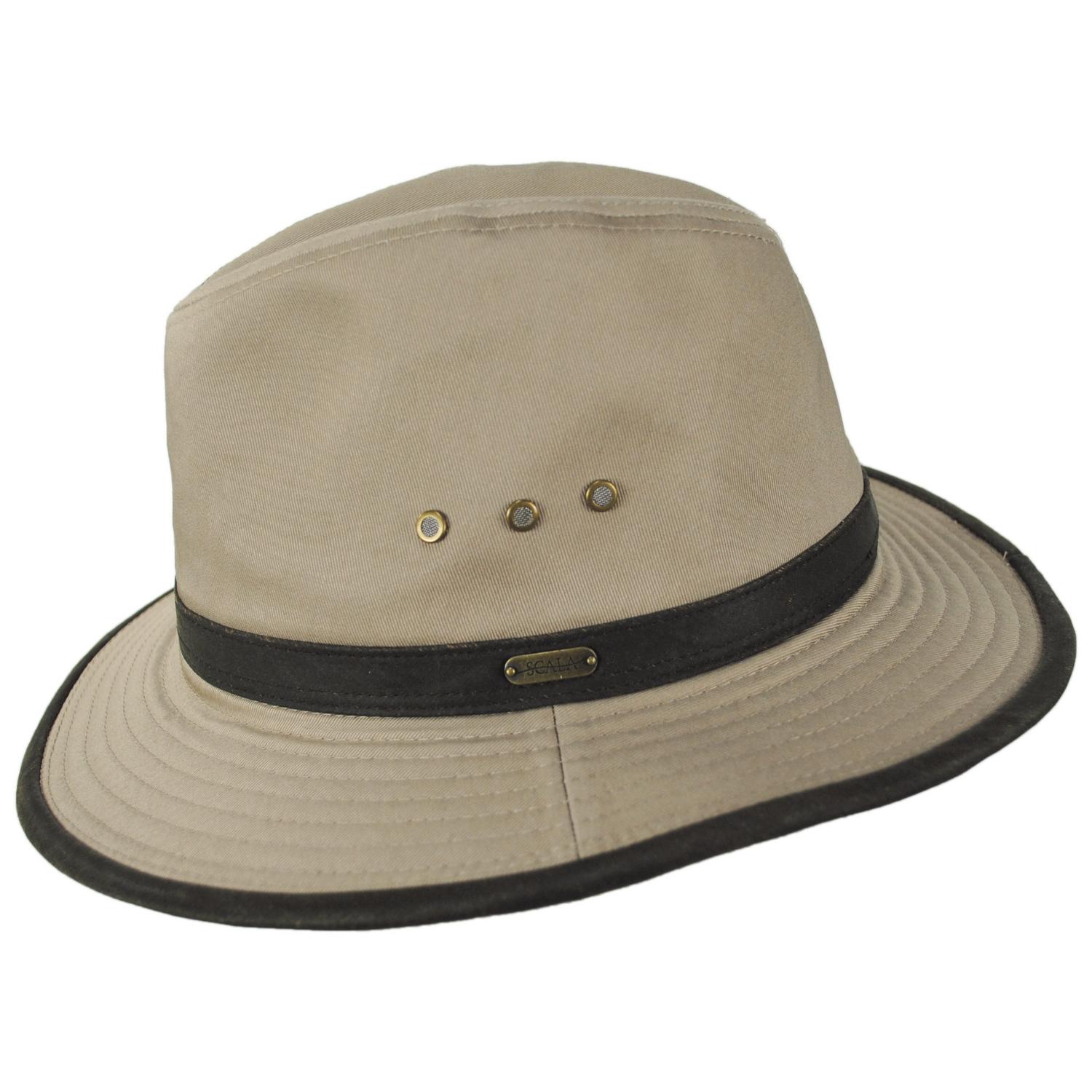 Scala | Maxson Cotton Twill Safari Fedora Hat | 140250 | profile | KHAKI