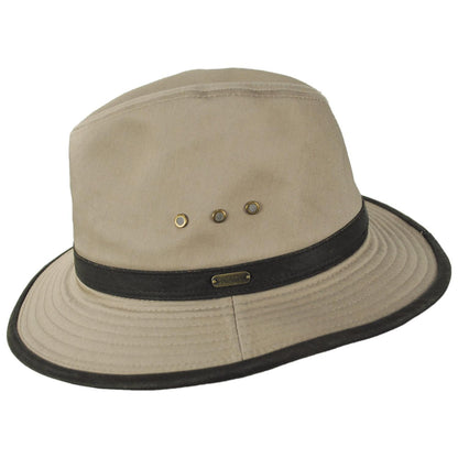 Scala | Maxson Cotton Twill Safari Fedora Hat | 140250 | profile | KHAKI