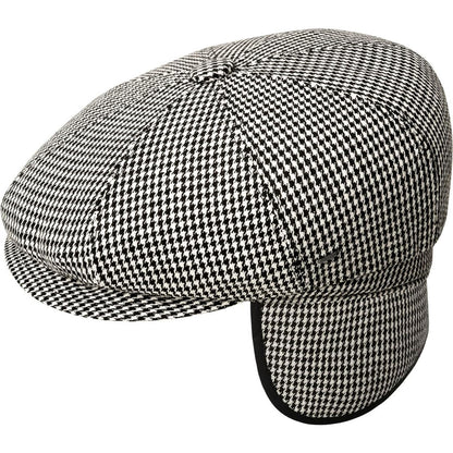 Bailey 1922 | Atlas Houndstooth Earflap Newsboy Cap | 167239 | detailone | BLACK MULTI