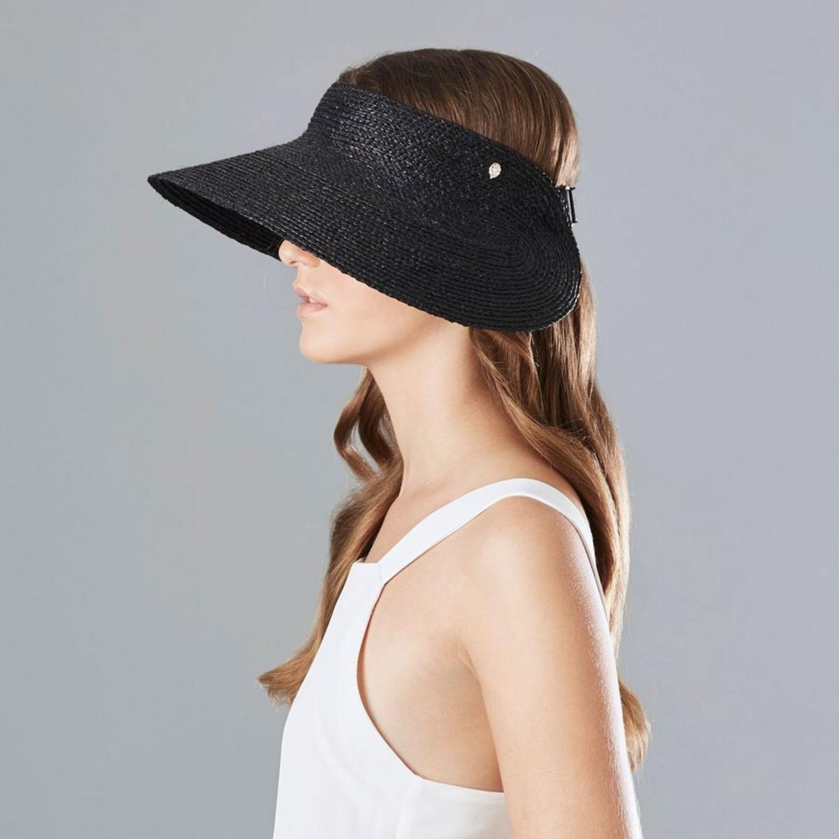 Helen Kaminski | Marisol Raffia Straw Braid Visor | 197201 | profile | CHARCOAL
