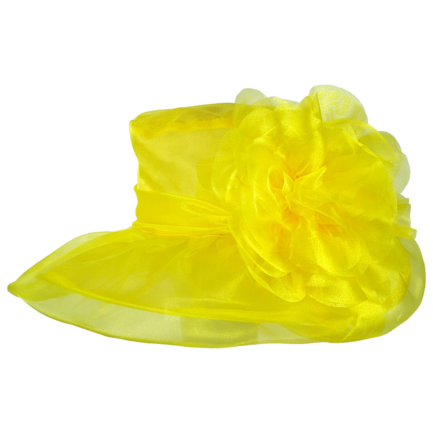Sophia | Flower Clip Organza Dress Hat | 122910 | profile | YELLOW