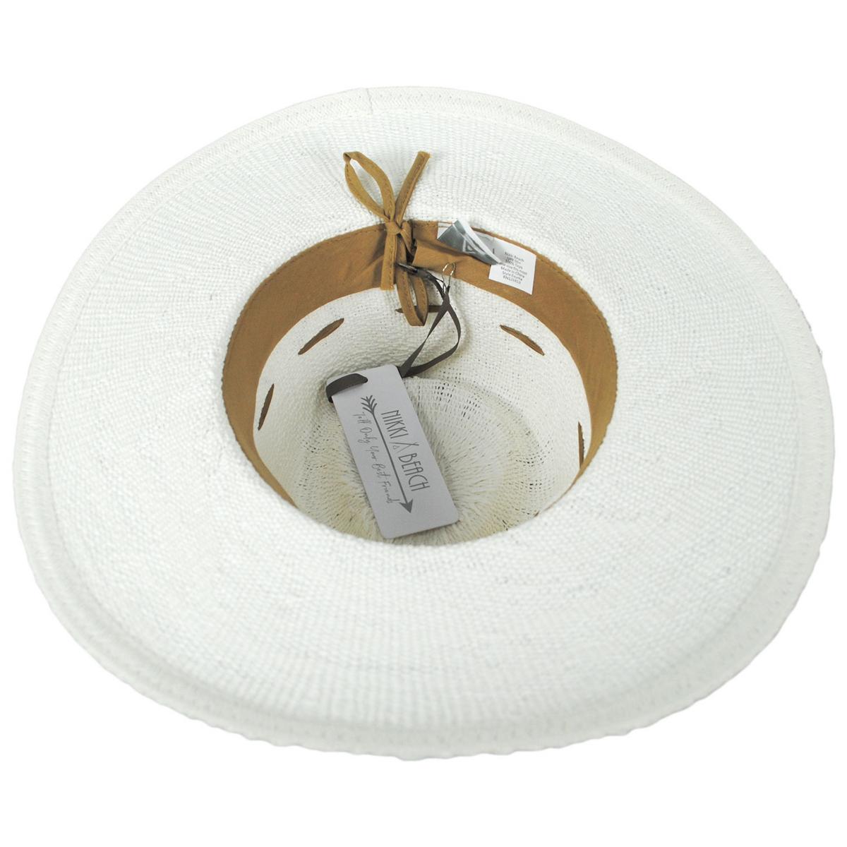 NIKKI BEACH | Exuma Bangora Straw Fedora Hat | 102671 | under | WHITE/BROWN