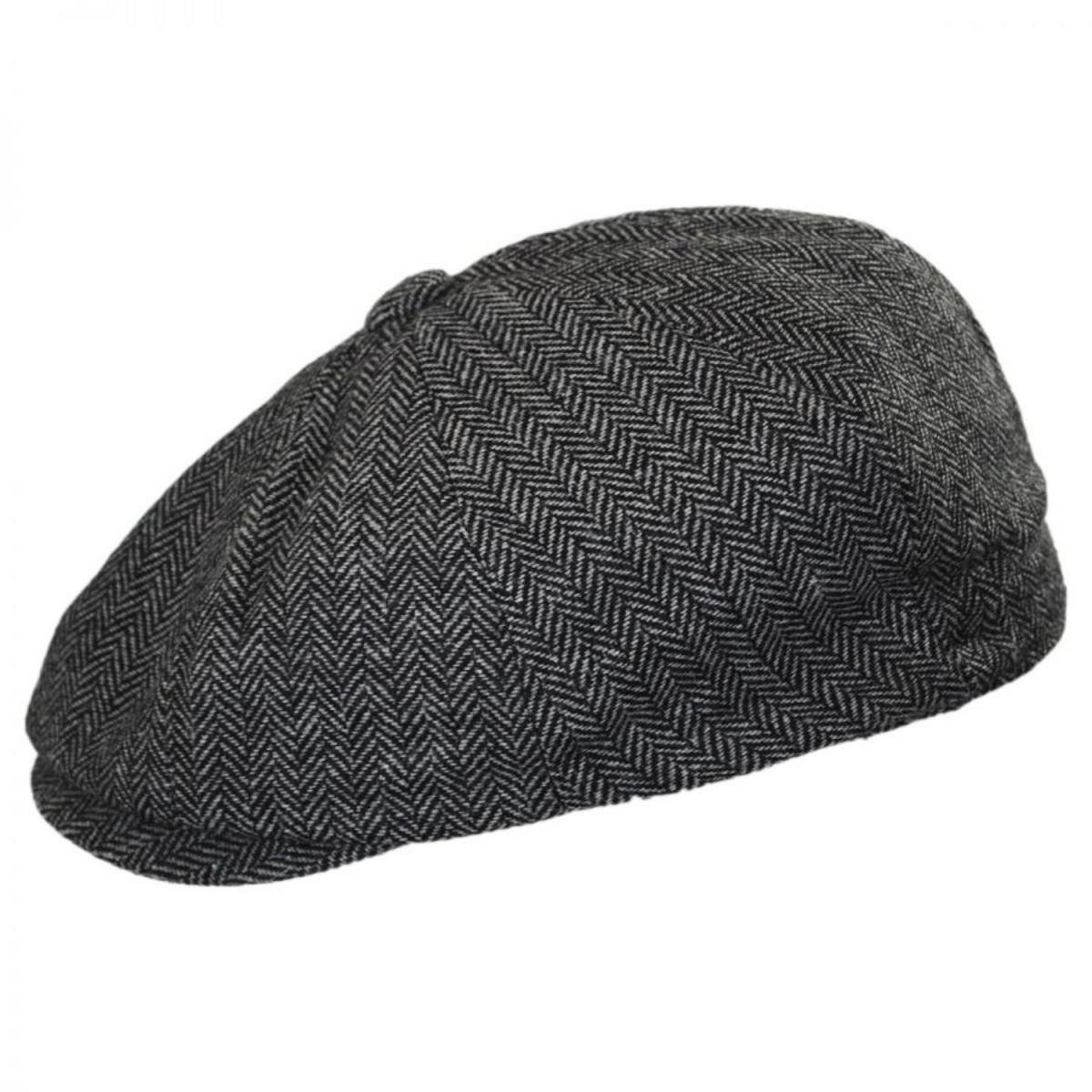 Jaxon Hats | Kid's Herringbone Wool Blend Newsboy Cap | 512100 | profile | CHARCOAL