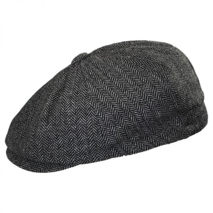 Jaxon Hats | Kid's Herringbone Wool Blend Newsboy Cap | 512100 | profile | CHARCOAL