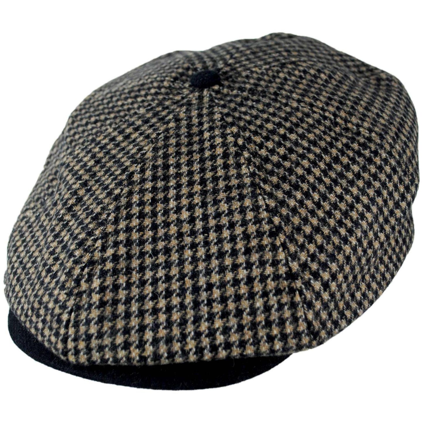 BRIXTON HATS | Brood Wool Houndstooth Newsboy Cap | 161581 | lead | NAVY/SAND HOUNDSTOOTH
