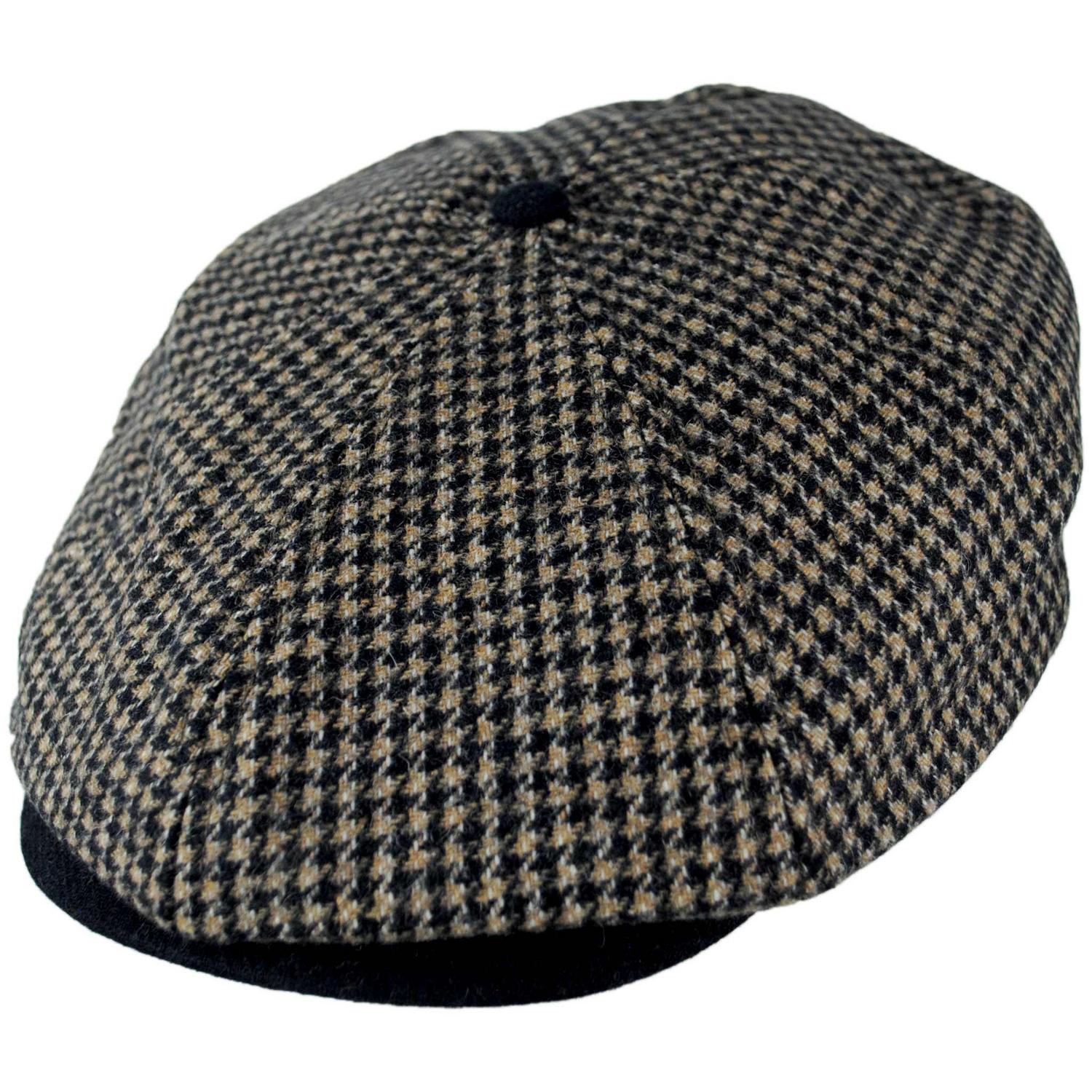 BRIXTON HATS | Brood Wool Houndstooth Newsboy Cap | 161581 | lead | NAVY/SAND HOUNDSTOOTH