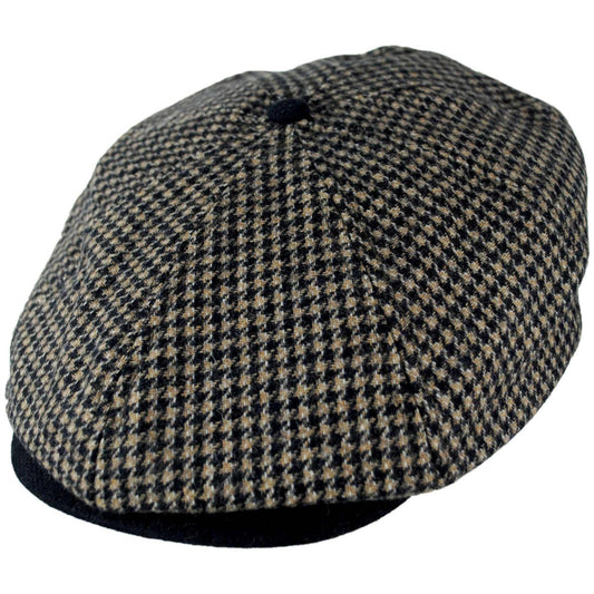 BRIXTON HATS | Brood Wool Houndstooth Newsboy Cap | 161581 | lead | NAVY/SAND HOUNDSTOOTH