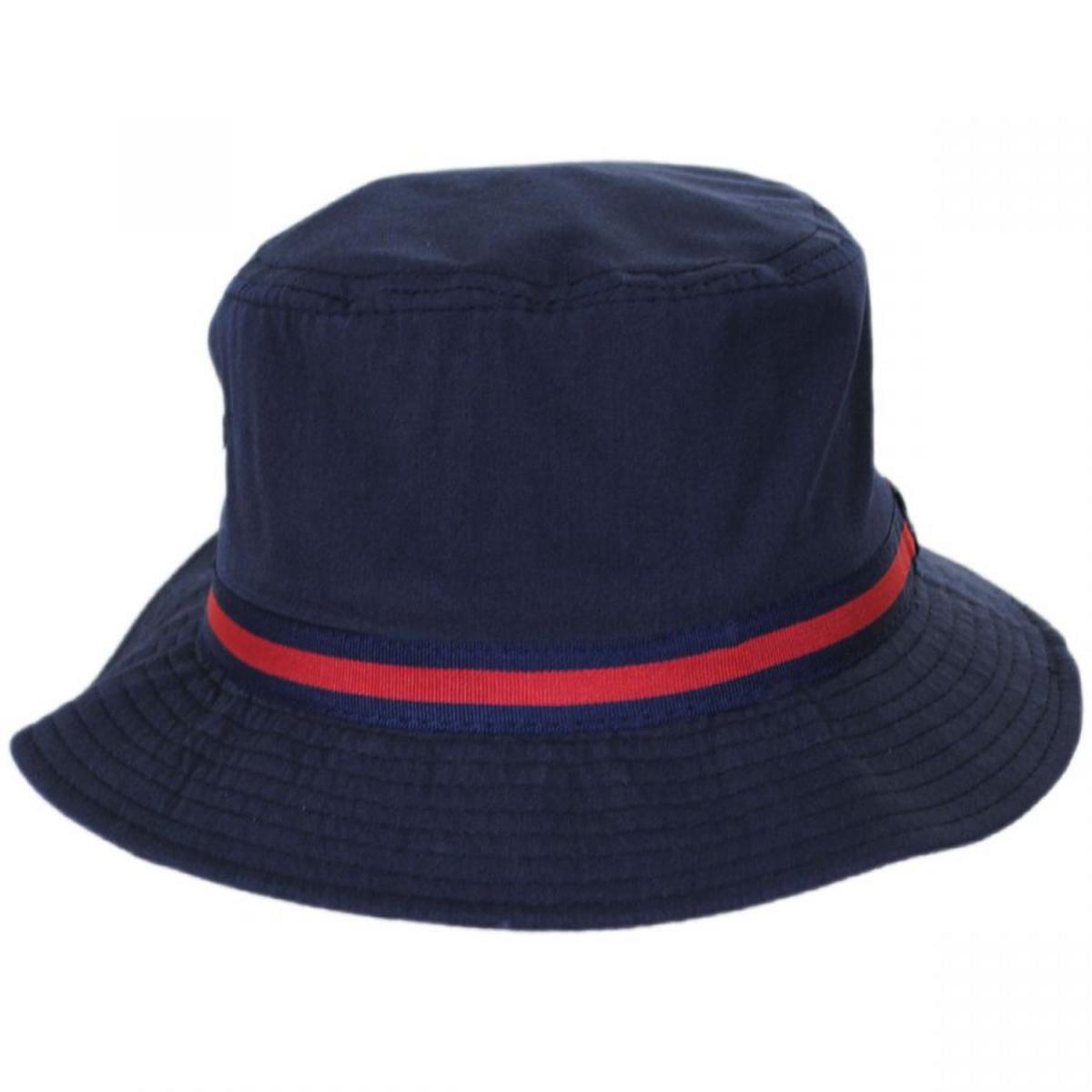 Dorfman Pacific | Poplin Cotton Blend Rain Bucket Hat | 185110 | front | NAVY
