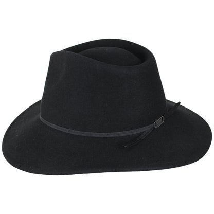 BRIXTON HATS | Juniper Packable Wool Felt Fedora Hat | 123935 | profile | BLACK