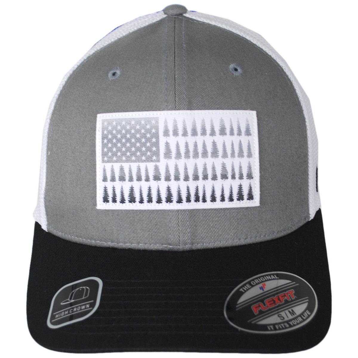 Columbia Sportswear | Tree Flag Mesh Flexfit Fitted Baseball Cap - FW24 | 400139FW24 | front | TITANIUM/WHITE/BLACK