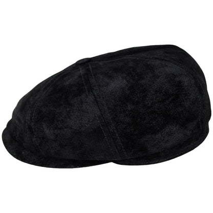 Stetson | Pigskin Distressed Leather Newsboy Cap | 160386 | profile | BLACK