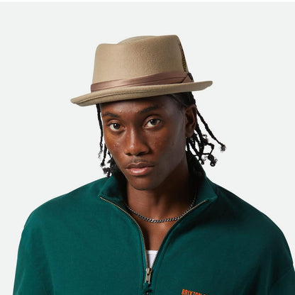 BRIXTON HATS | Stout Wool Felt Diamond Crown Fedora Hat - Tan | 135602TAN | lsmone | TAN