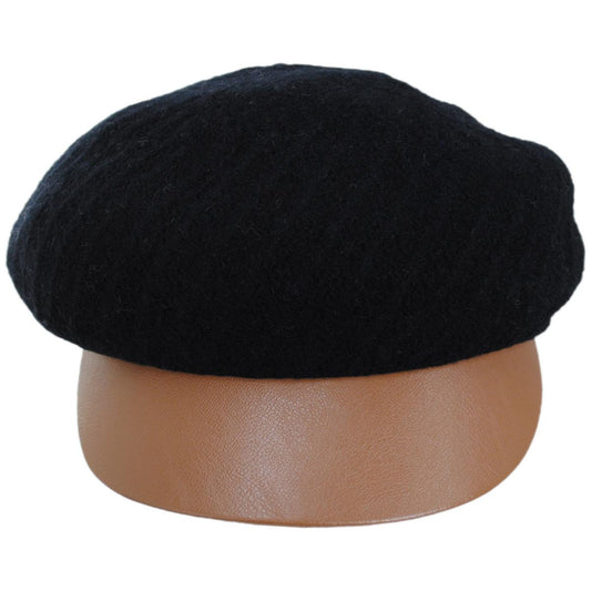 Scala | Alicent Boiled Wool Jockey Cap | 106423 | front | BLACK
