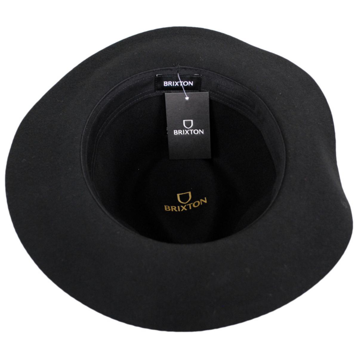 BRIXTON HATS | Wesley Packable Wool Felt Fedora Hat - Black/Black | 135638BB | under | BLACK/BLACK