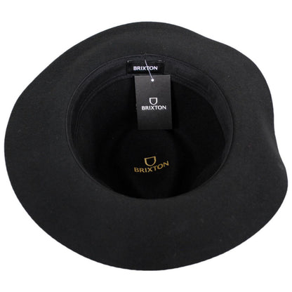 BRIXTON HATS | Wesley Packable Wool Felt Fedora Hat - Black/Black | 135638BB | under | BLACK/BLACK