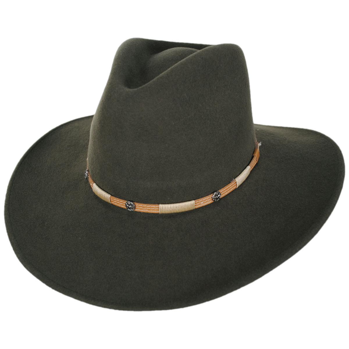 Bigalli | Frontier Long Trail Crushable Merino Wool Felt Aussie Hat | 131404 | lead | MOSS