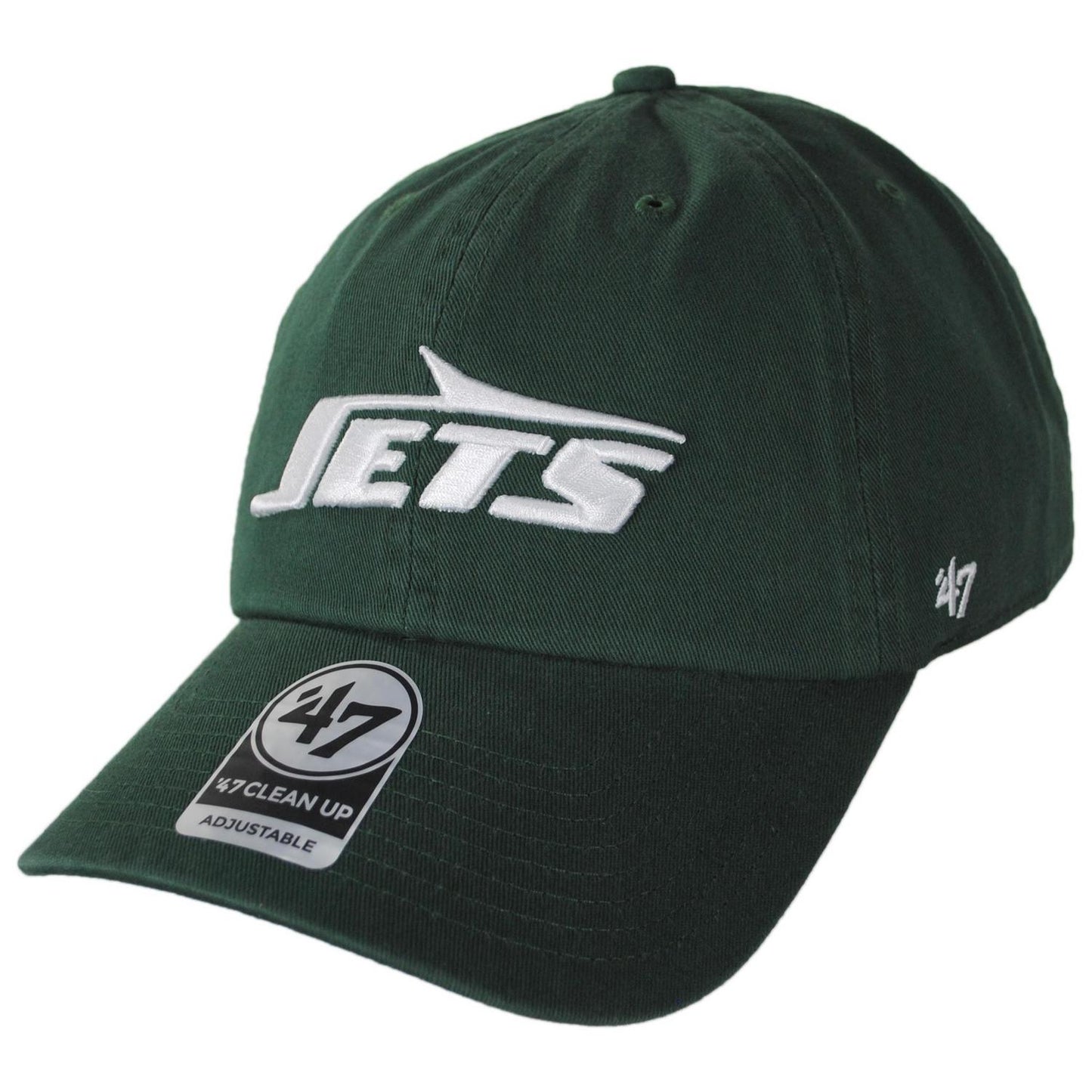 47 Brand | New York Jets NFL Clean Up Strapback Baseball Cap Dad Hat | 203700 | lead | DARK GREEN