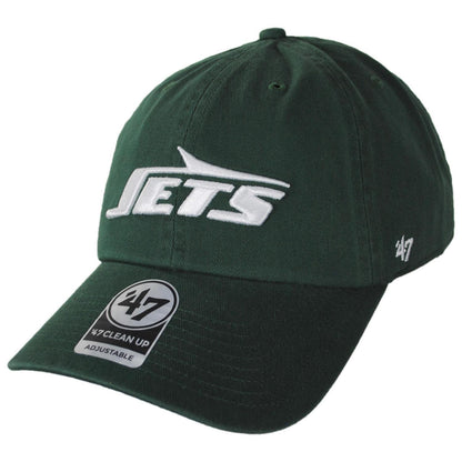47 Brand | New York Jets NFL Clean Up Strapback Baseball Cap Dad Hat | 203700 | lead | DARK GREEN