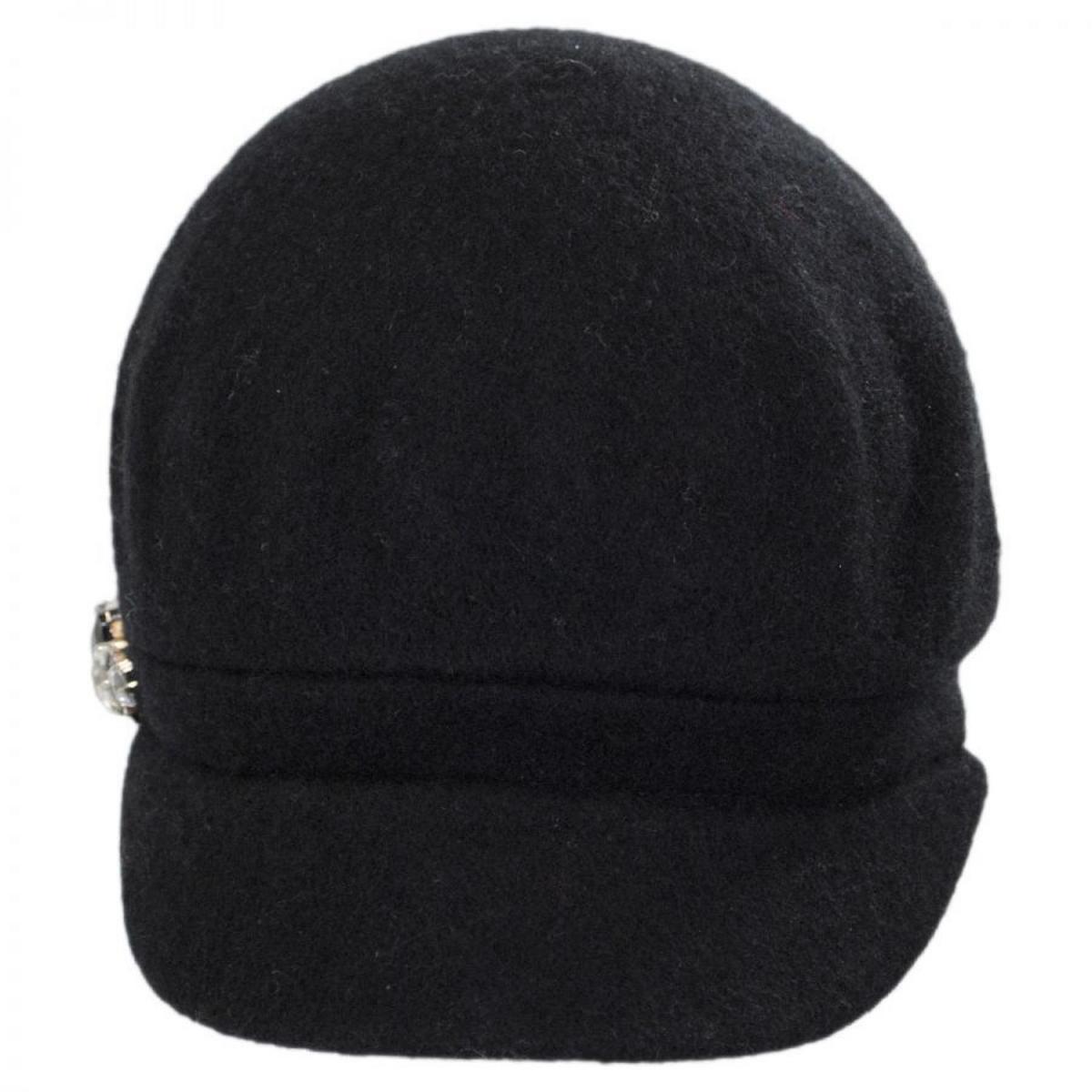 Betmar | Rhinestone Wool Cap | 106075 | front | BLACK