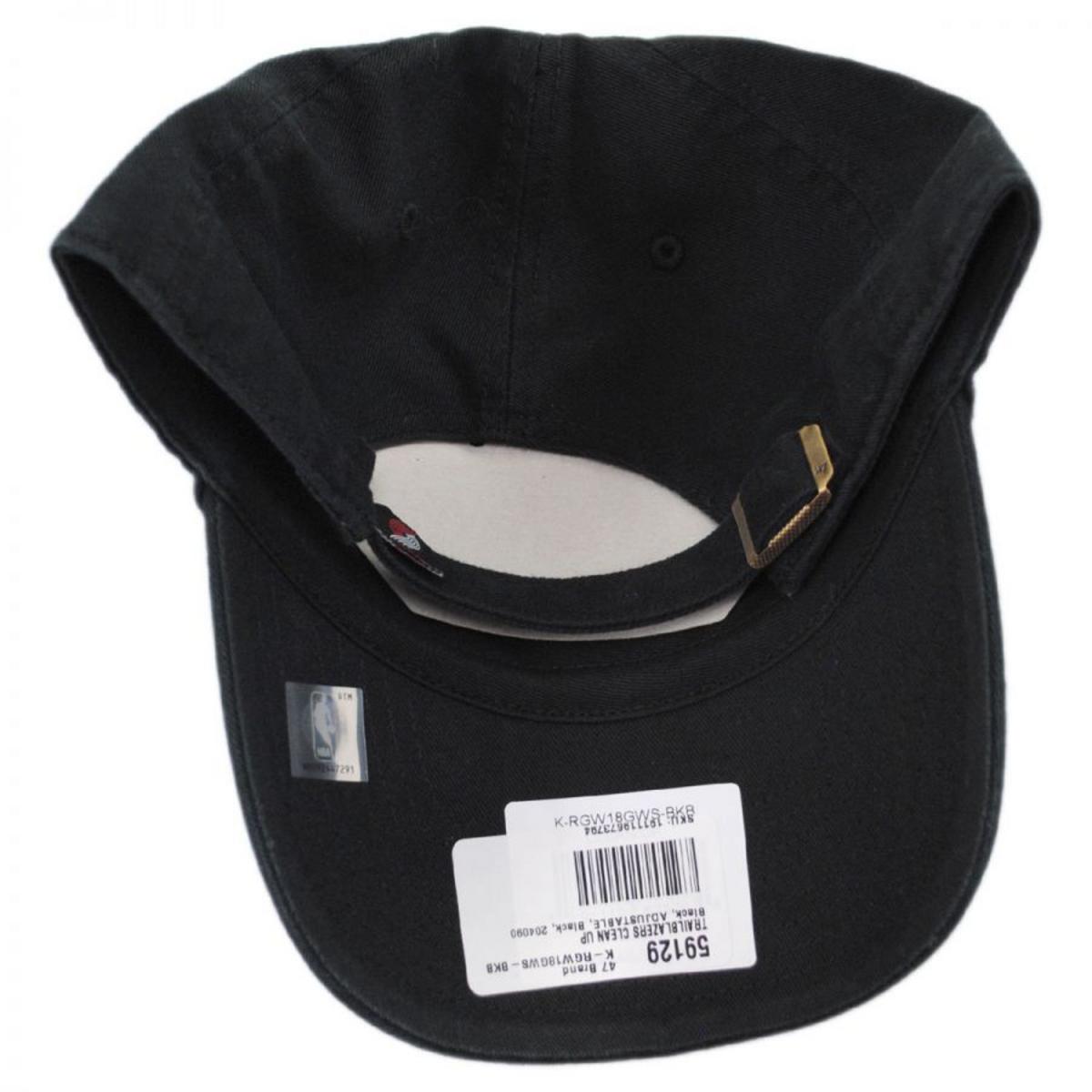 47 Brand | Portland Trail Blazers NBA Clean Up Strapback Baseball Cap Dad Hat | 204090 | under | BLACK