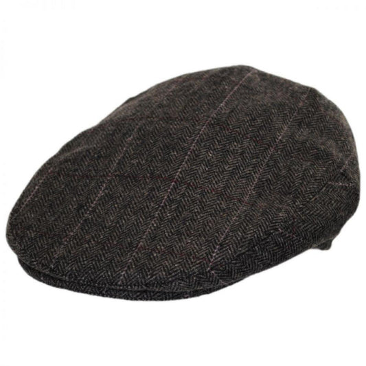 Jaxon Hats | Euston Herringbone Plaid Wool Blend Ivy Cap | 167747 | lead | MOCHA