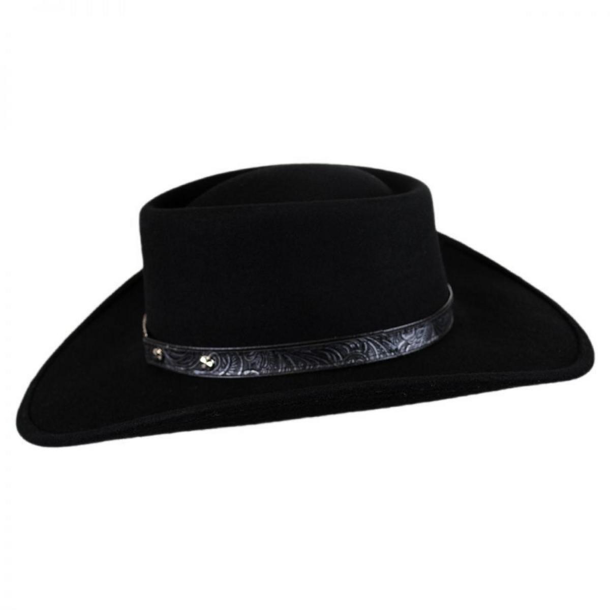 Eddy Bros | Little Joe Wool Felt Gambler Western Hat | 130151 | profile | BLACK