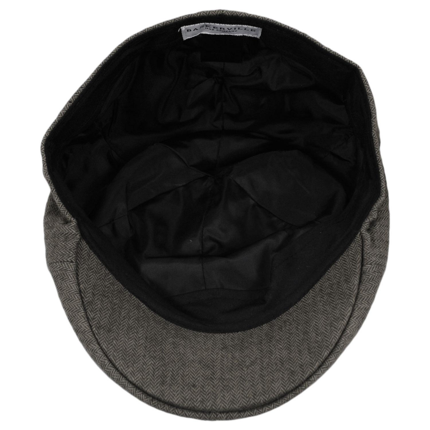 Baskerville Hat Company | Newport Cotton Herringbone Duckbill Ivy Cap | 167679 | under | BLACK/GREY