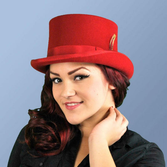 Jaxon Hats | Mid Crown Wool Felt Top Hat | 193700 | lsfone | RED