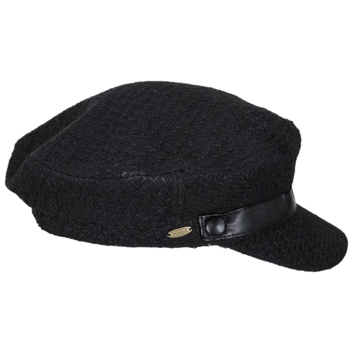 Scala | Donna Boucle Knit Chauffeur Cap | 106422 | profile | BLACK