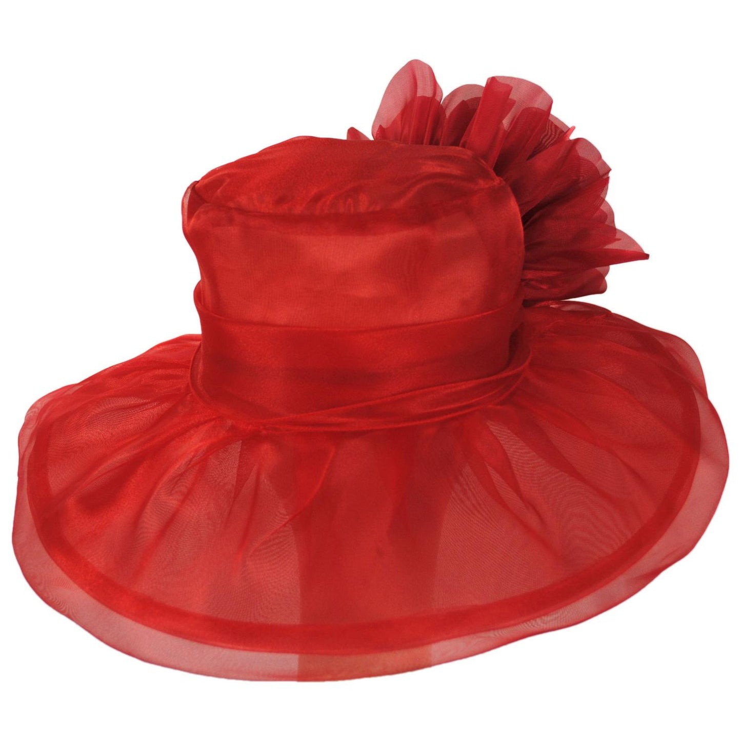Sophia | Flower Clip Organza Dress Hat | 122910 | lead | RED