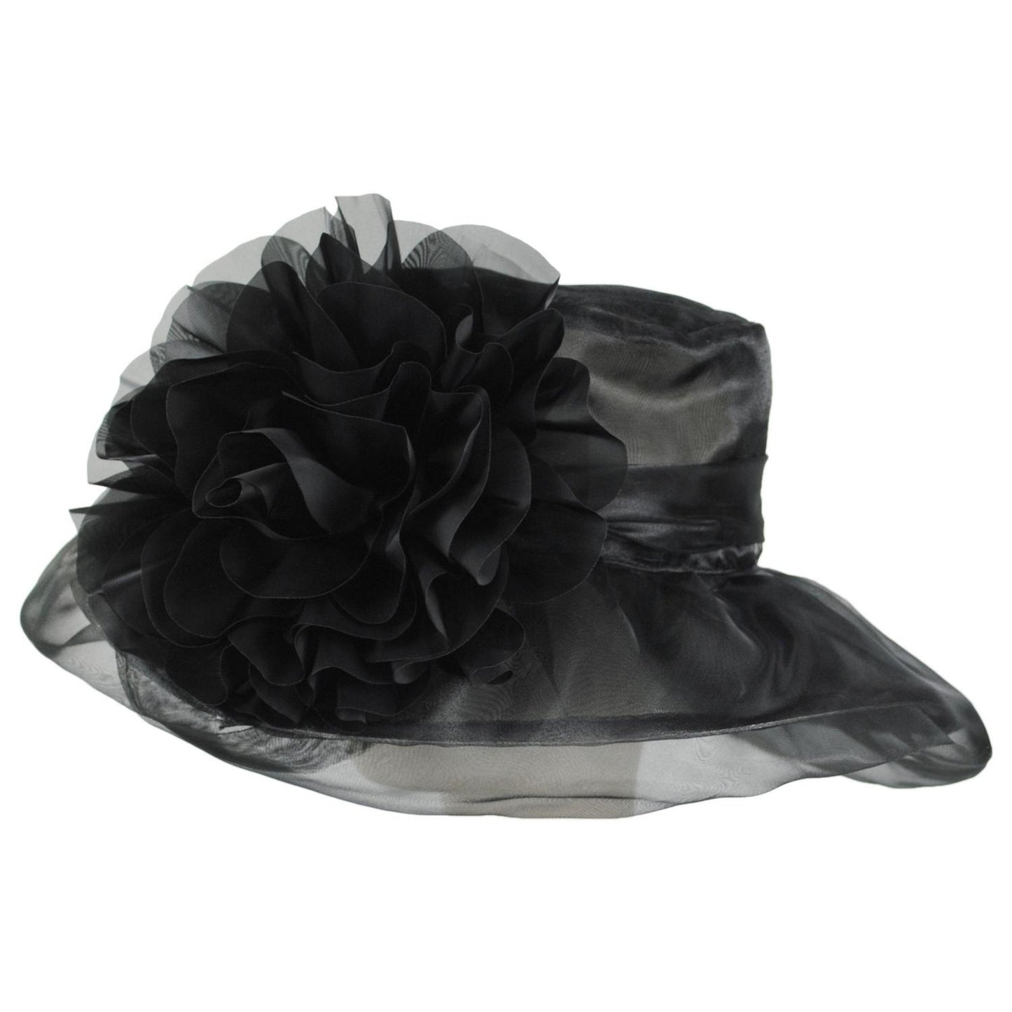 Sophia | Flower Clip Organza Dress Hat | 122910 | profile | BLACK