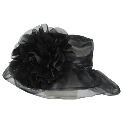 Sophia | Flower Clip Organza Dress Hat | 122910 | profile | BLACK